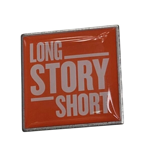 Long Story Short Lapel Pin Square Slogan Saying TV Show Taylor Swift Song USA - Picture 1 of 6